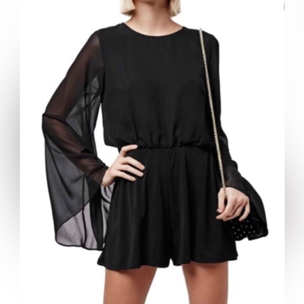 NEW Topshop Black sheer Dressy wedding cocktail holiday party Romper Size 2
